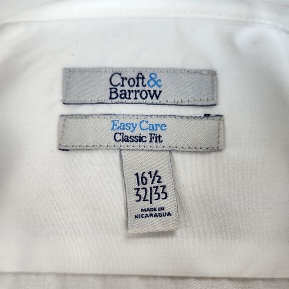 🩵NWT Croft & Barrow White Easy Care Slim Fit Buttoned Shirt Neck 16.5 - Picture 8 of 8